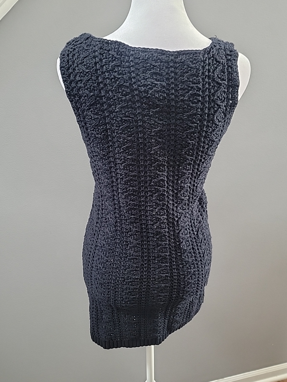 Anthropologie Far Away From Close Blue Crochet Knit Mini Sweater Tunic Dress S - Picture 4 of 6